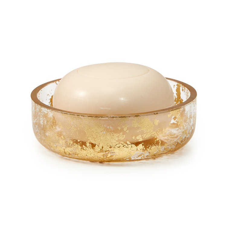 Lydia Gold Leaf Italian Glass Soap Dish