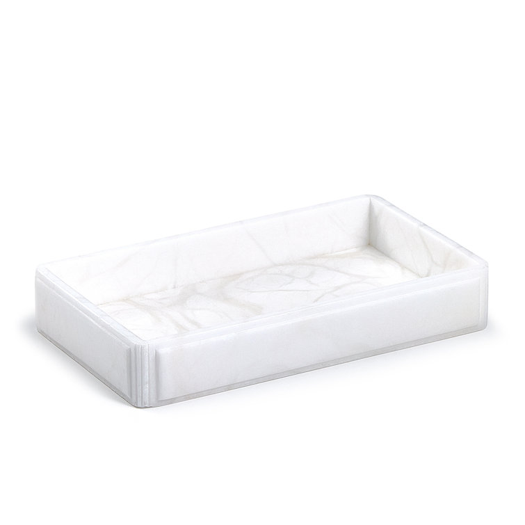 Claudia Fluted Edge Alabaster Vanity Tray in White