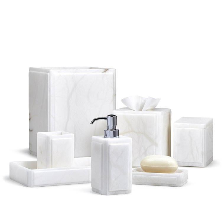 Claudia Fluted Edge Alabaster Vanity Tray in White