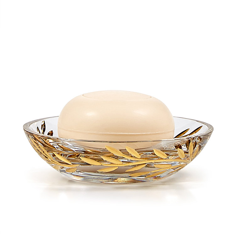 Gold Floral Vine Glass Soap Dish