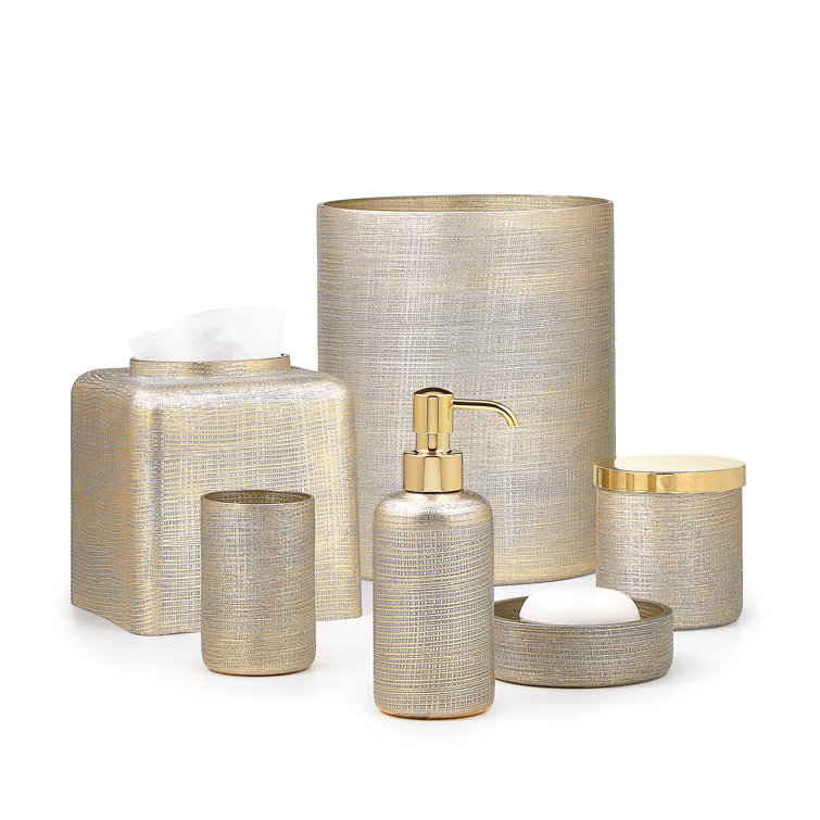 Gold and Silver Textured Glass Tissue Box Cover