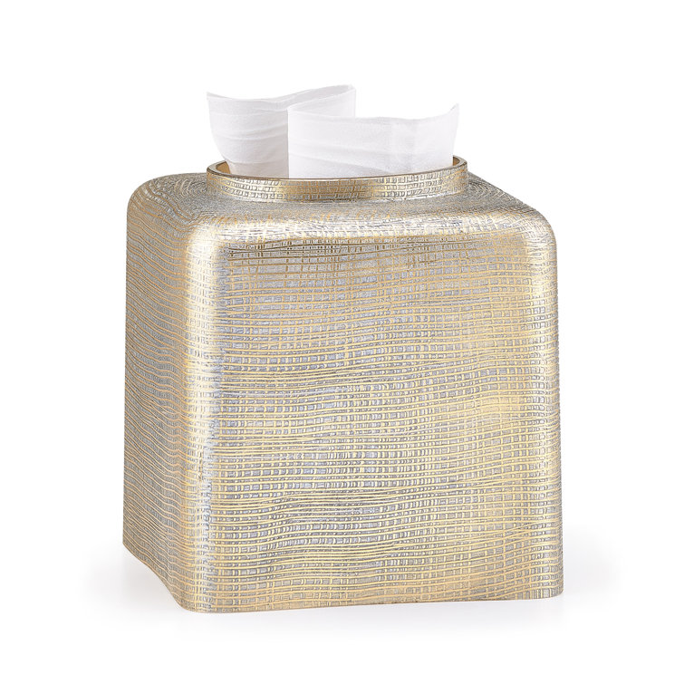 Gold and Silver Textured Glass Tissue Box Cover