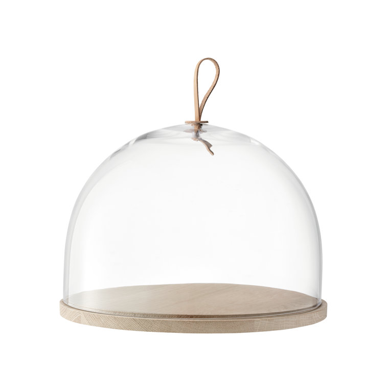 Ivalo Artisan Glass & Ash Wood Round Cake Stand