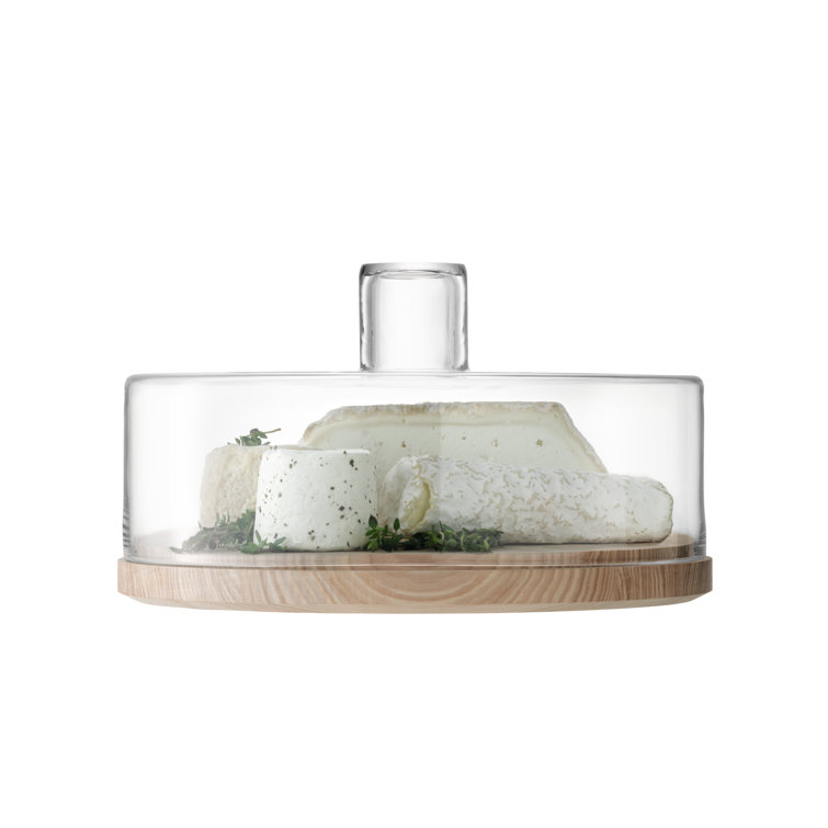 Contemporary Clear Glass Round Cake Stand with Handmade Ash Base