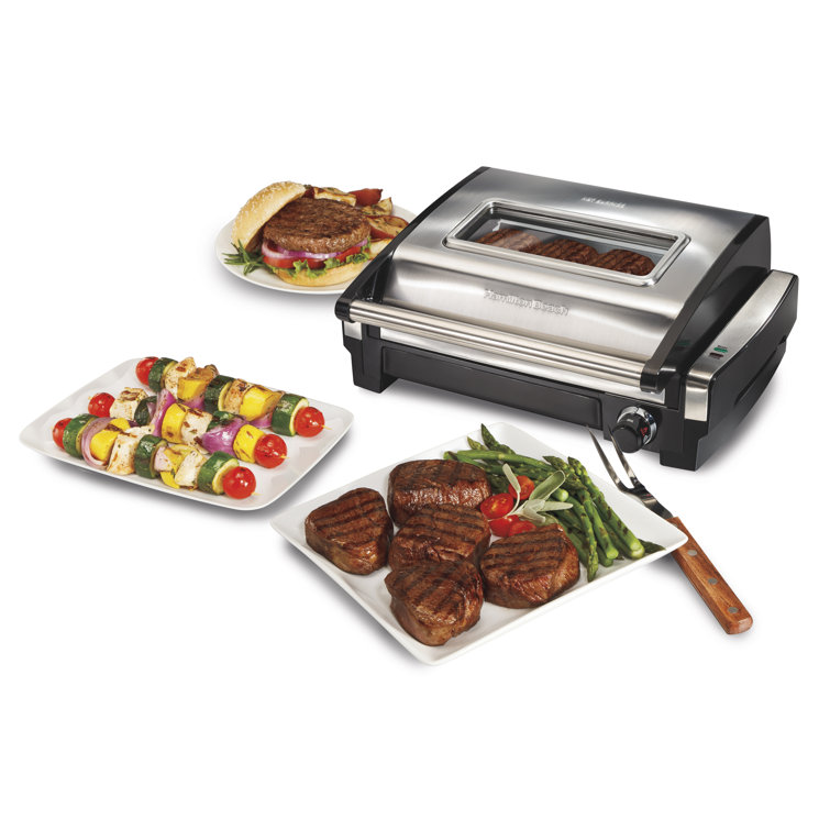 Stainless Steel Electric Indoor Searing Grill with Viewing Window