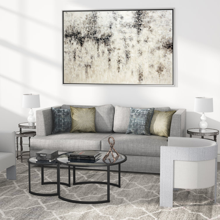 Eclipse 36" Blackened Bronze Metal & Glass Round Nesting Coffee Tables