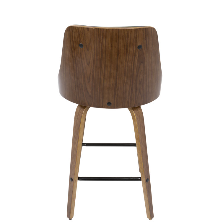 Mid-Century Modern Gemini Gray Faux Leather Swivel Counter Stool