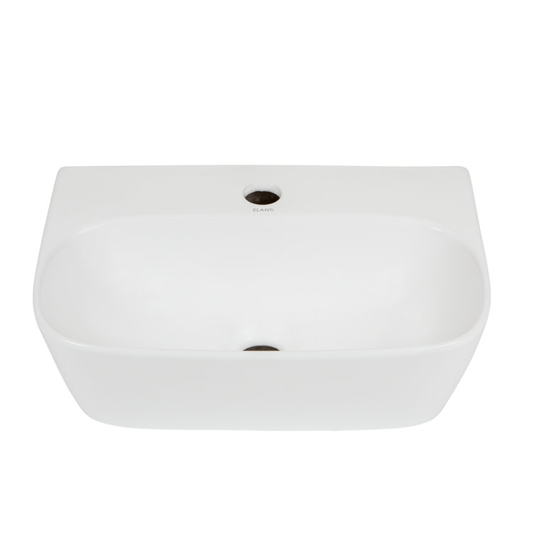 Elanti 11.625'' White Ceramic Rectangular Wall-Mount Bathroom Sink