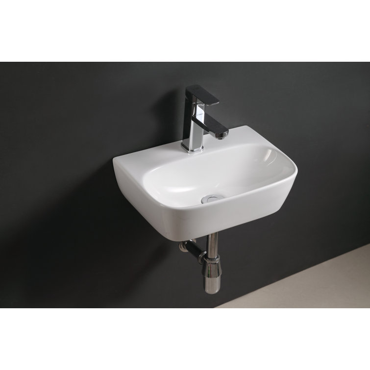 Elanti 11.625'' White Ceramic Rectangular Wall-Mount Bathroom Sink