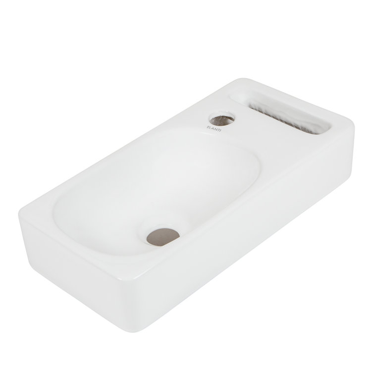 Elanti 8.63'' White Ceramic Rectangular Wall-Mount Bathroom Sink