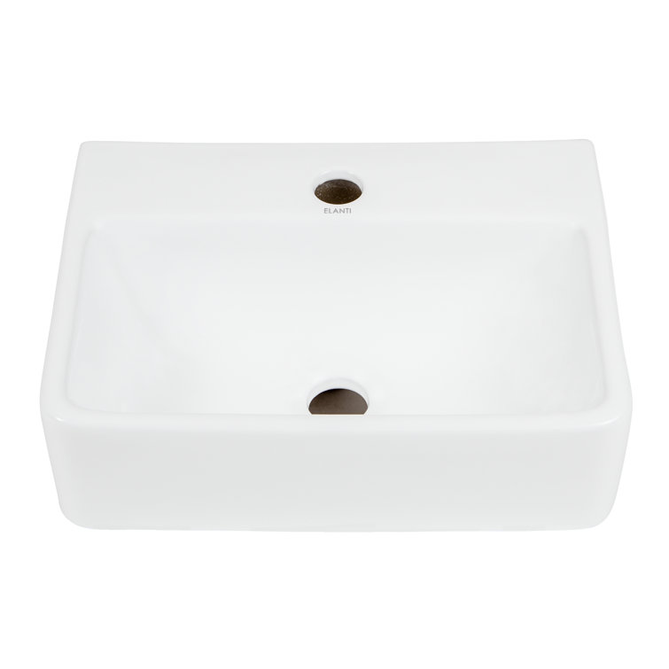 Elanti 12'' White Ceramic Rectangular Wall-Mount Bathroom Sink