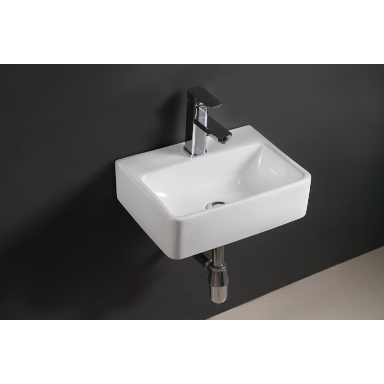 Elanti 12'' White Ceramic Rectangular Wall-Mount Bathroom Sink