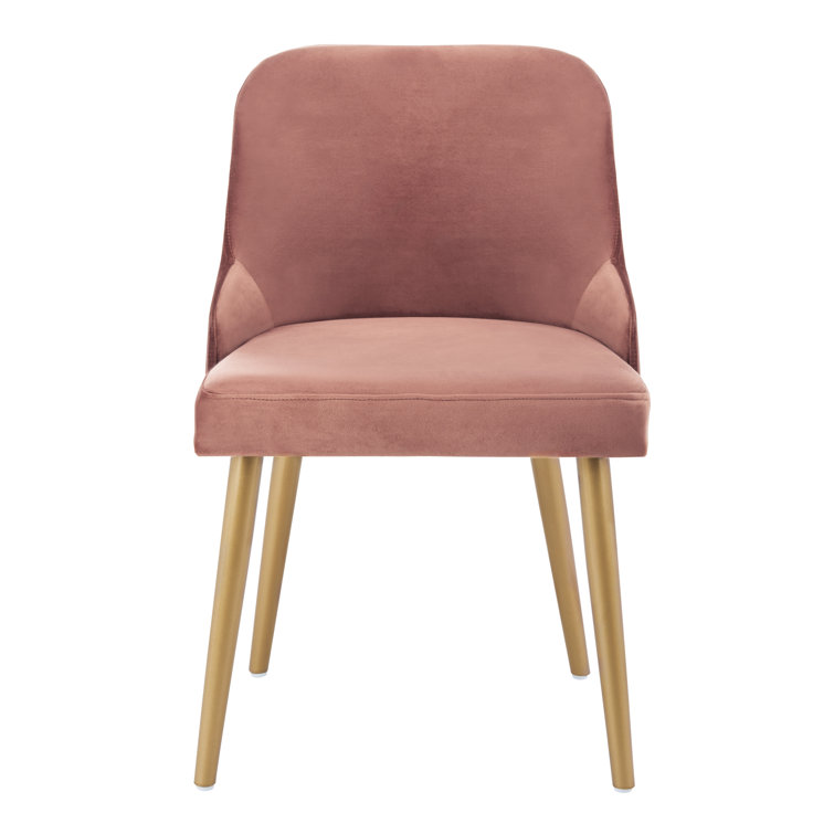 Dusty Rose Velvet Upholstered Side Chair with Gold Legs