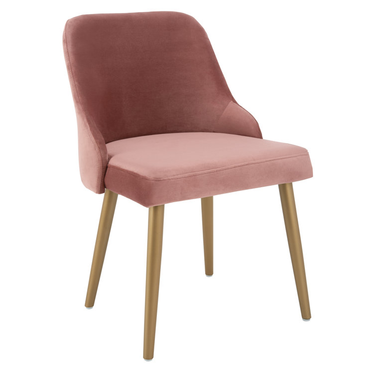 Dusty Rose Velvet Upholstered Side Chair with Gold Legs