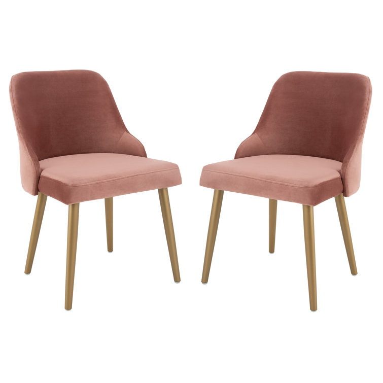 Dusty Rose Velvet Upholstered Side Chair with Gold Legs