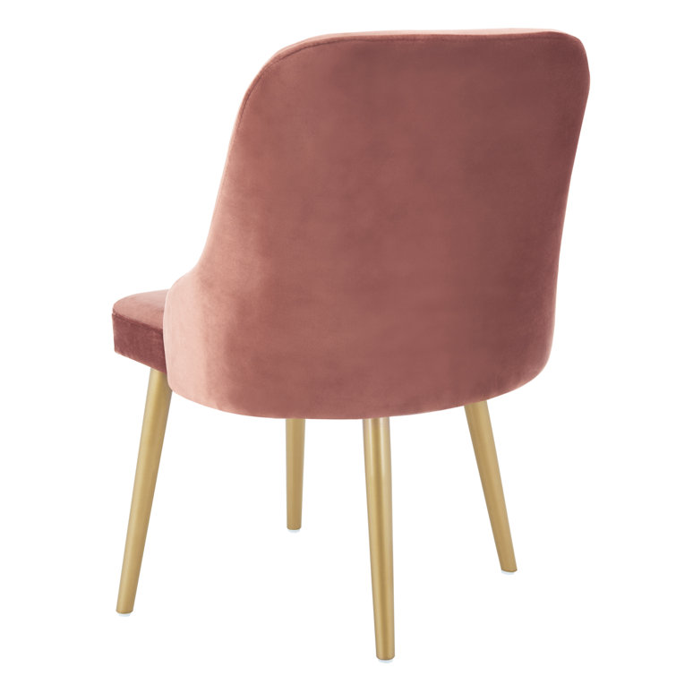 Dusty Rose Velvet Upholstered Side Chair with Gold Legs