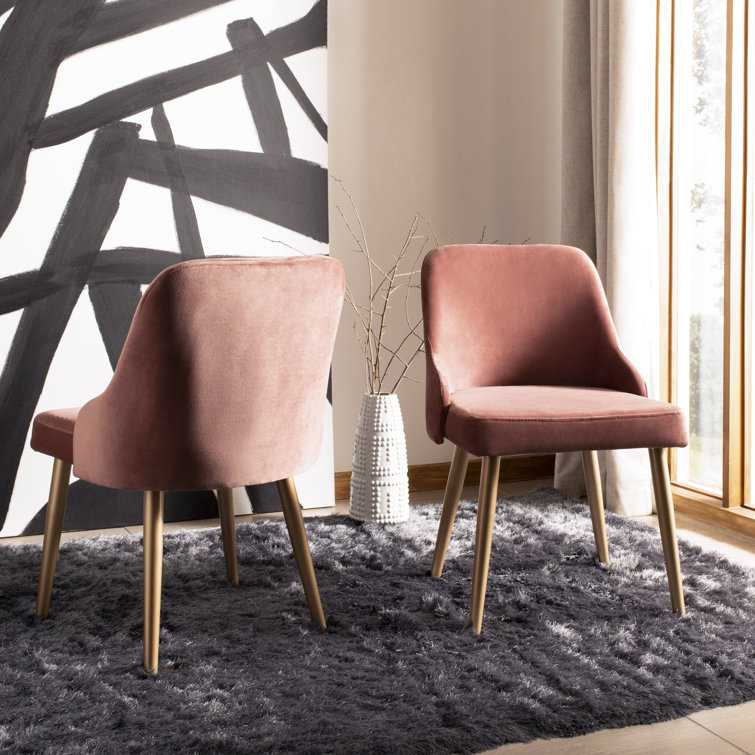 Dusty Rose Velvet Upholstered Side Chair with Gold Legs