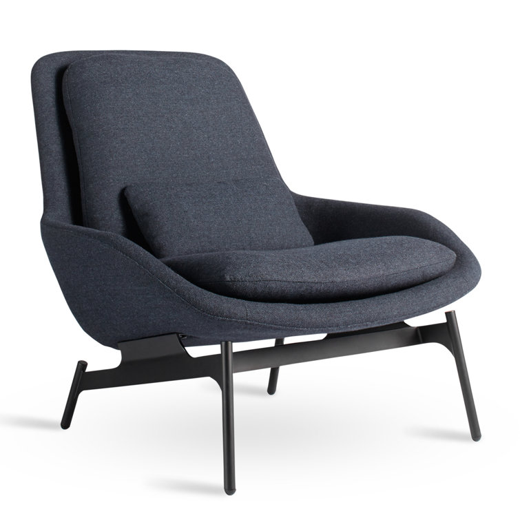 Edwards Navy Leather and Manufactured Wood Field Lounge Chair