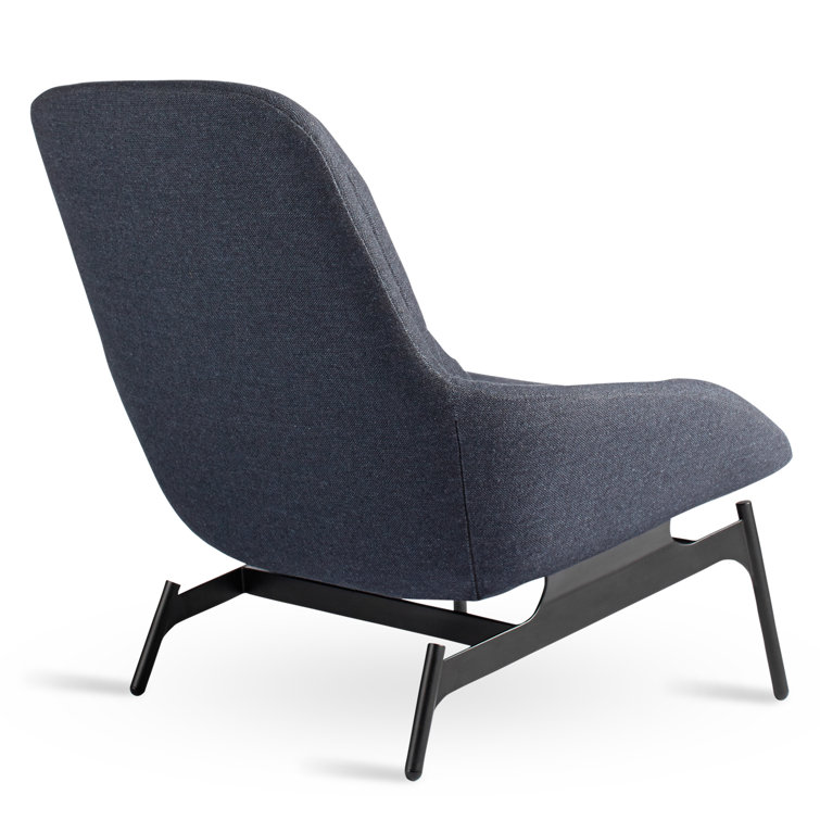 Edwards Navy Leather and Manufactured Wood Field Lounge Chair