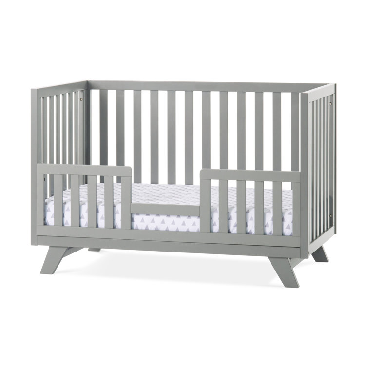 Gray Painted Wooden 4-in-1 Convertible Crib with Adjustable Mattress