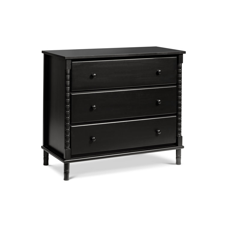 Jenny Lind Ebony Black Spindle 3-Drawer Nursery Dresser