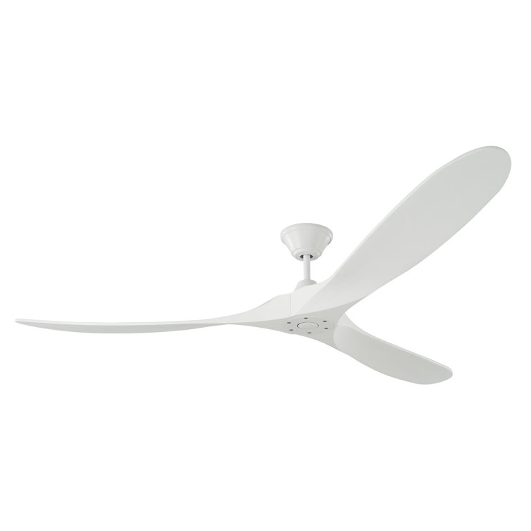 Matte White 52" Solid Wood 3-Blade Ceiling Fan with Remote