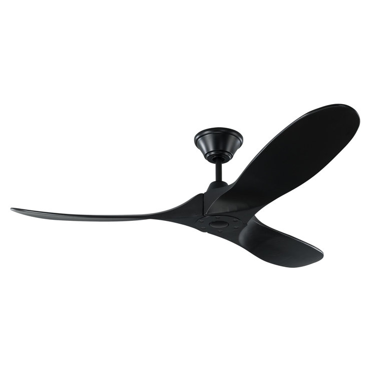 Matte Black 52" Solid Wood 3-Blade Ceiling Fan with Remote