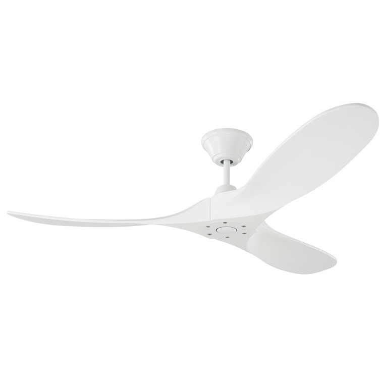 Matte White 52" Solid Wood 3-Blade Ceiling Fan with Remote