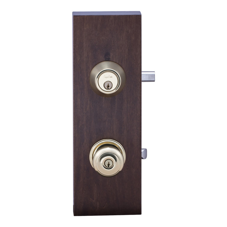 Colonial Polished Brass Entry Door Knob and Deadbolt Set