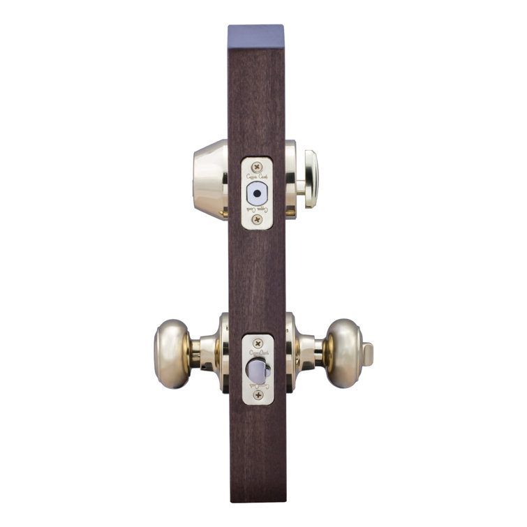 Colonial Polished Brass Entry Door Knob and Deadbolt Set