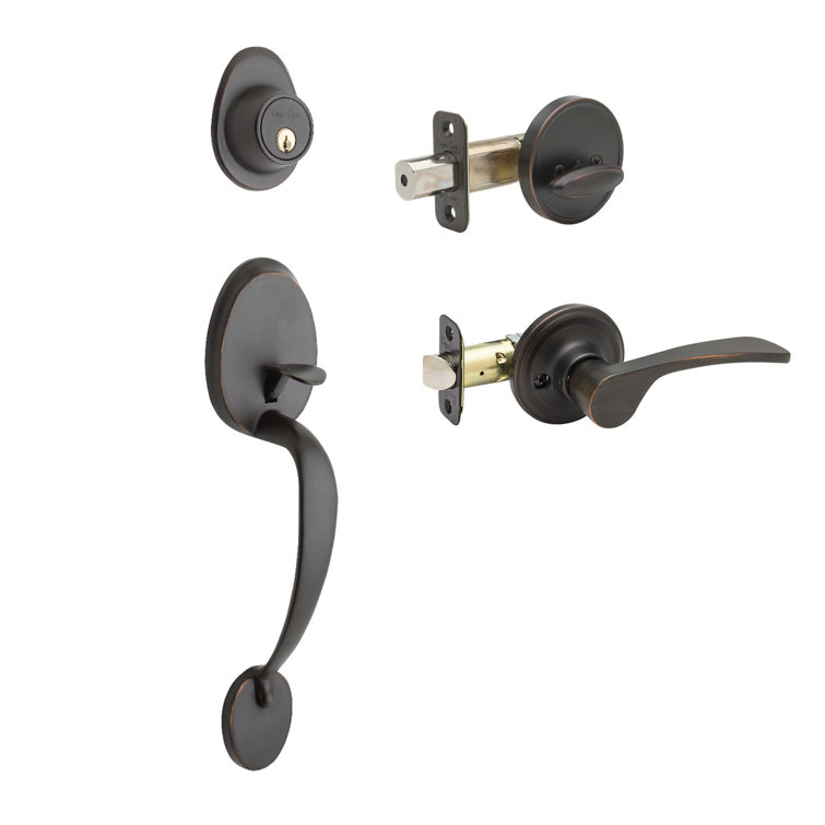 Tuscan Bronze Right-Handed Modern Door Handleset with Deadbolt
