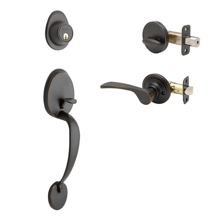 Tuscan Bronze Left-Handed Modern Door Handleset with Deadbolt