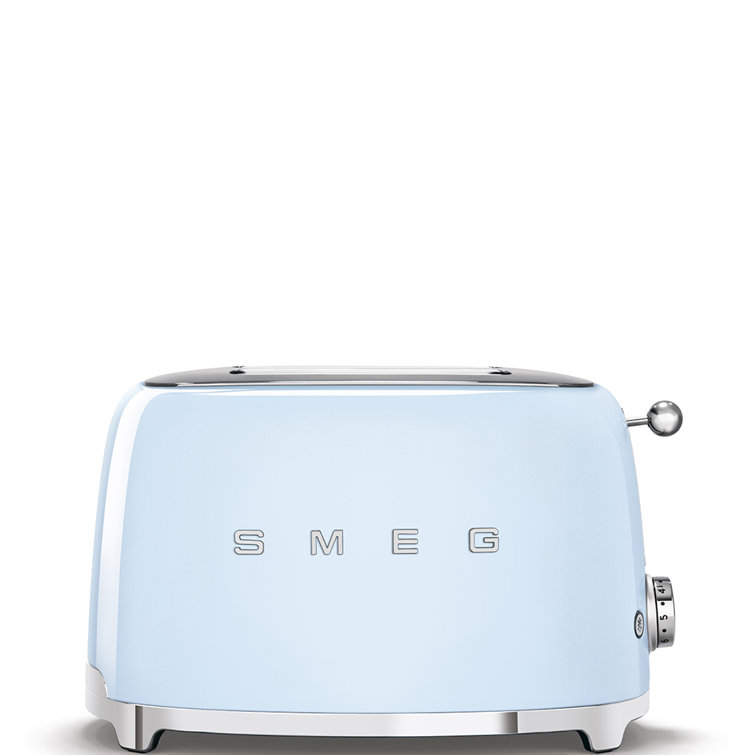 Pastel Blue Stainless Steel 2-Slice Toaster with Wide Slot