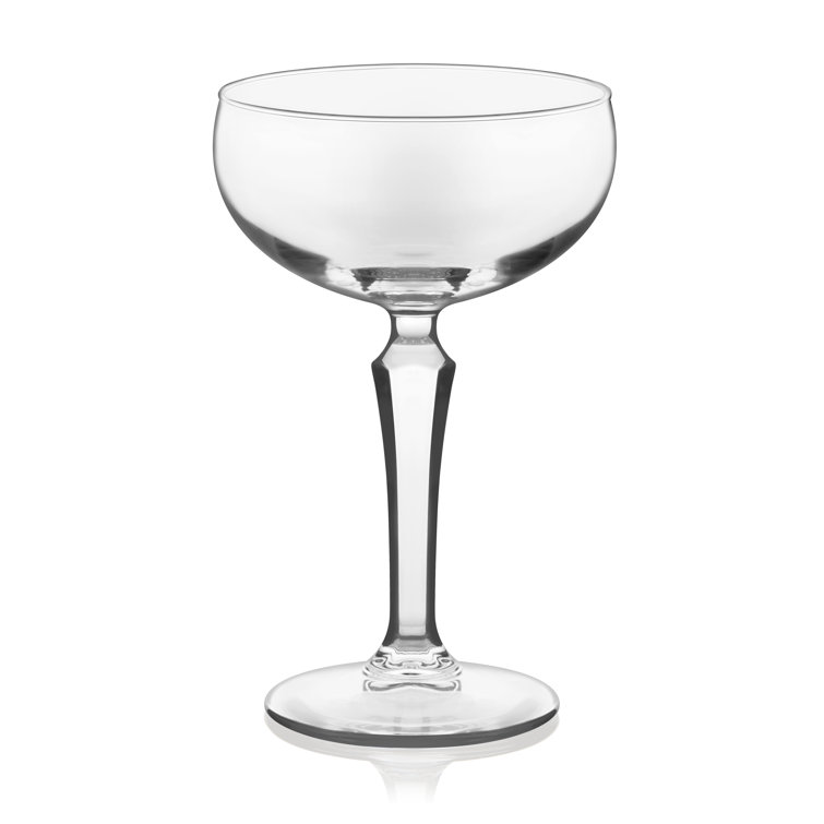 Vintage Diamond-Cut Coupe Cocktail Glass Set, Clear Glass, 8.6 oz, Set of 4
