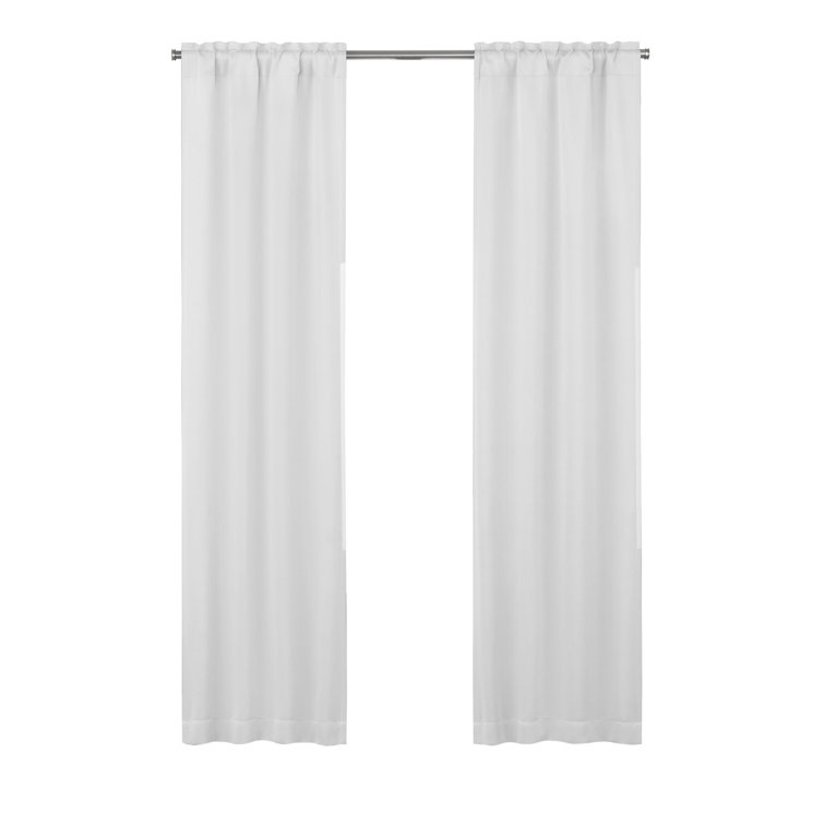 White Sill Length Polyester Blackout Drapes