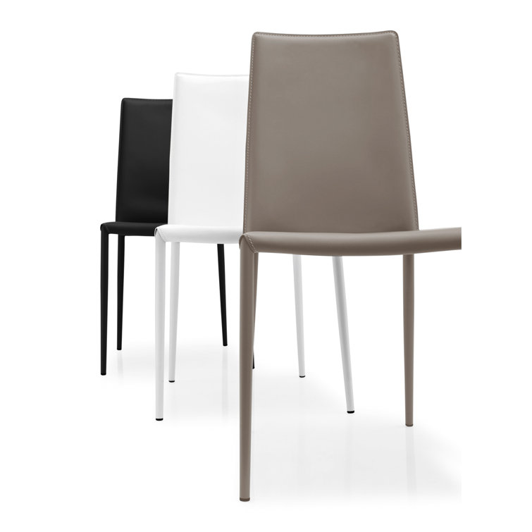 Tan High Back Upholstered Leather Dining Chair