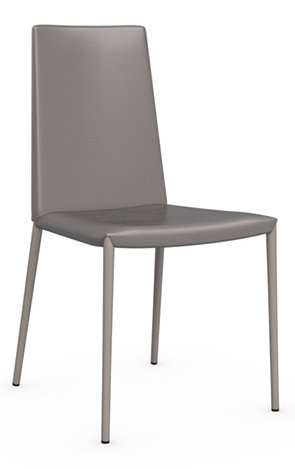 Tan High Back Upholstered Leather Dining Chair