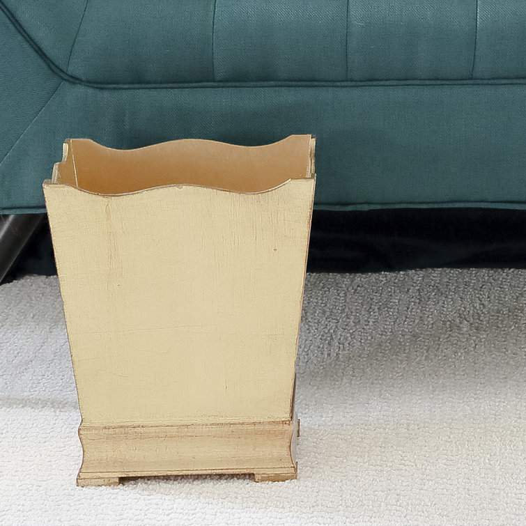 Florentine Gold Leaf Handcrafted Wooden Waste Basket