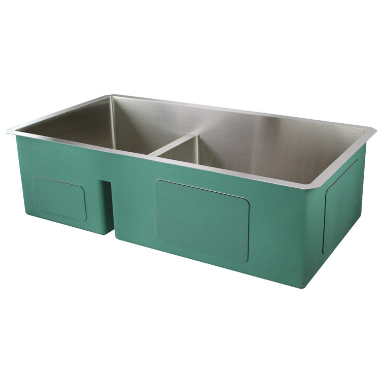 Diamond 35.5'' Stainless Steel Undermount Double Bowl Kitchen Sink