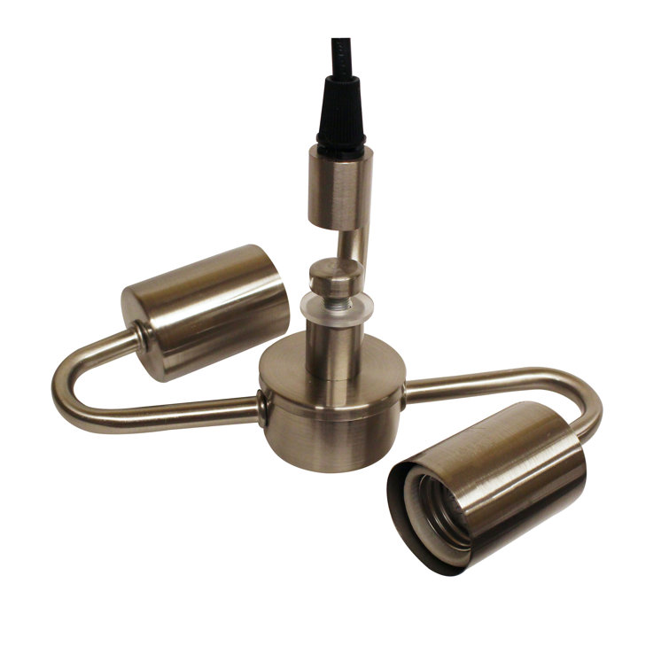 Brushed Nickel 2-Light Pendant Fixture with Fabric Cord