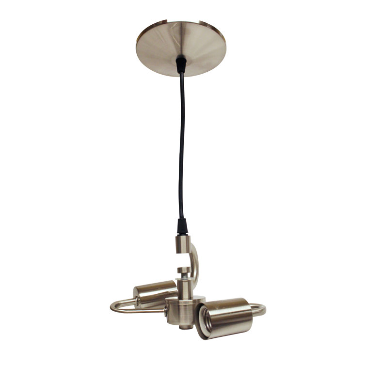 Brushed Nickel 2-Light Pendant Fixture with Fabric Cord