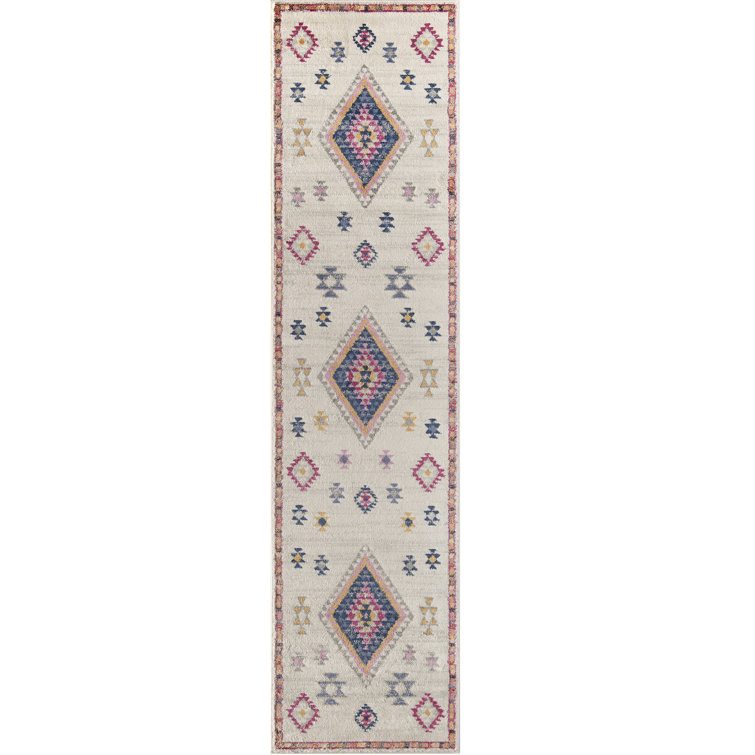 Sahara Ivory and Multicolor Tribal Runner Rug