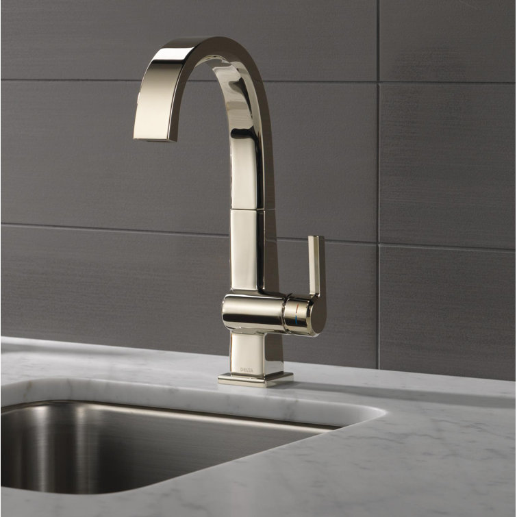 Sleek Nickel 12" Contemporary Bar Faucet with Pull-Out Spray