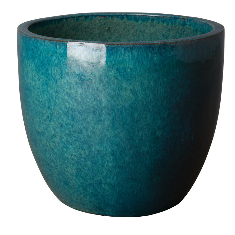 Large Teal Ceramic Round Indoor/Outdoor Planter