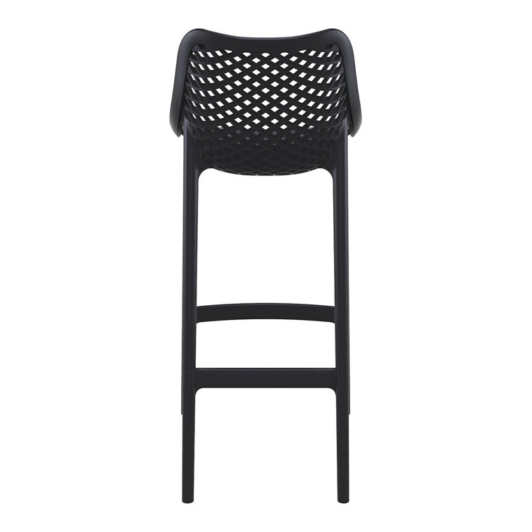 Black Plastic Outdoor Bar Stools with Footrest, Set of 2