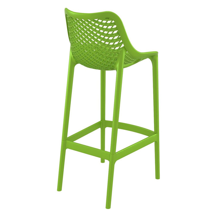 Tropical Green Plastic Outdoor Bar Stools with Footrest - Set of 2