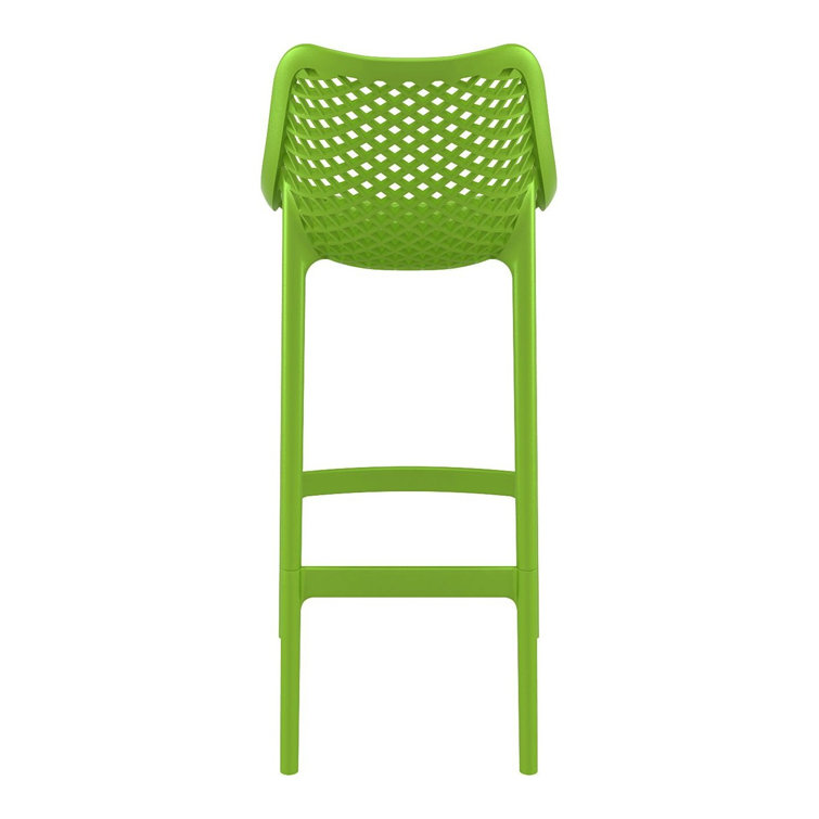 Tropical Green Plastic Outdoor Bar Stools with Footrest - Set of 2