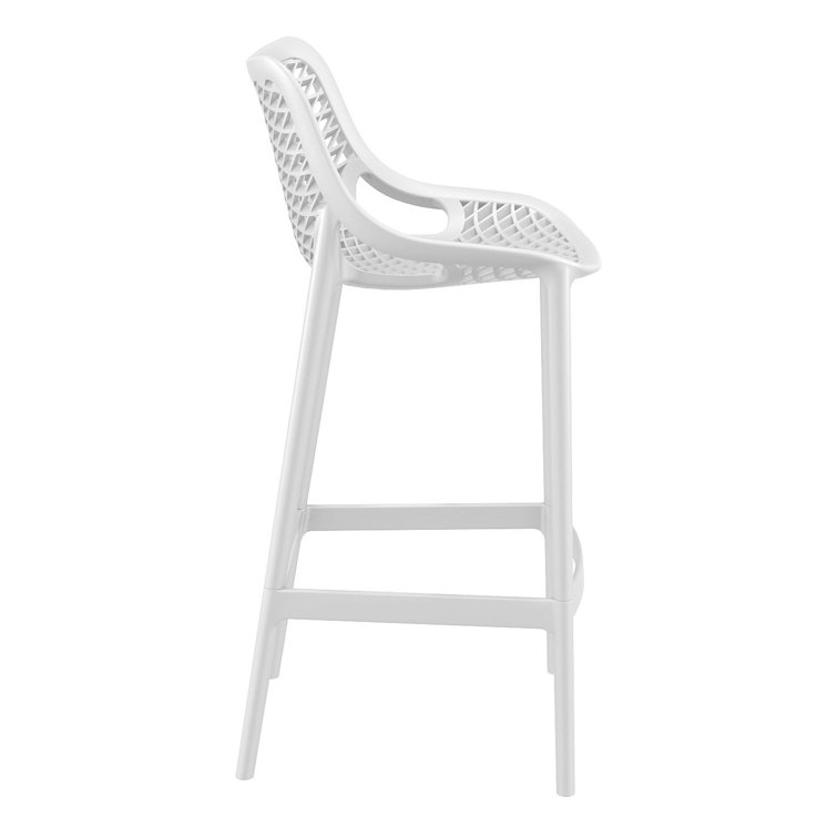 White Plastic Outdoor Bar Stools with Diamond Design, Set of 2
