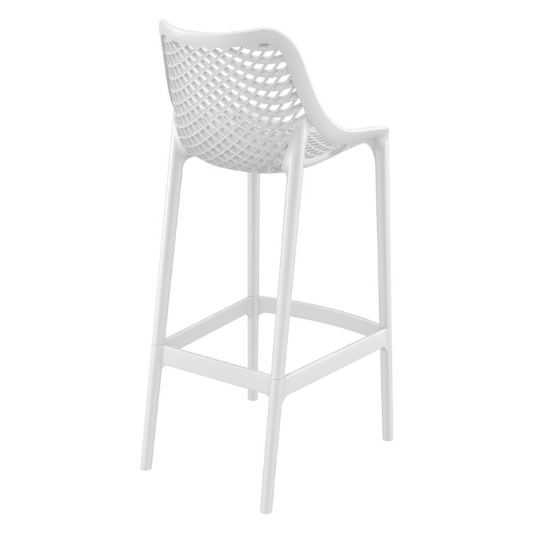 White Plastic Outdoor Bar Stools with Diamond Design, Set of 2