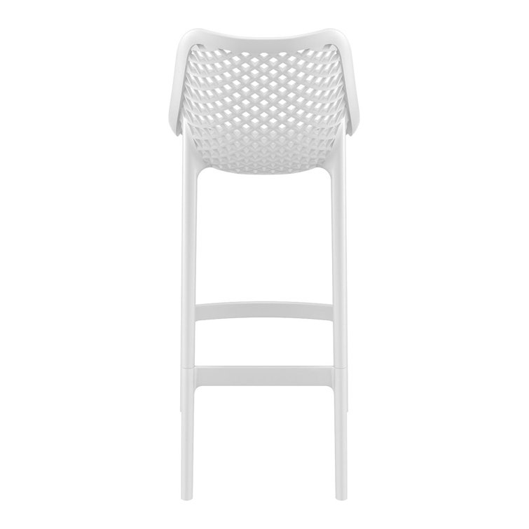White Plastic Outdoor Bar Stools with Diamond Design, Set of 2
